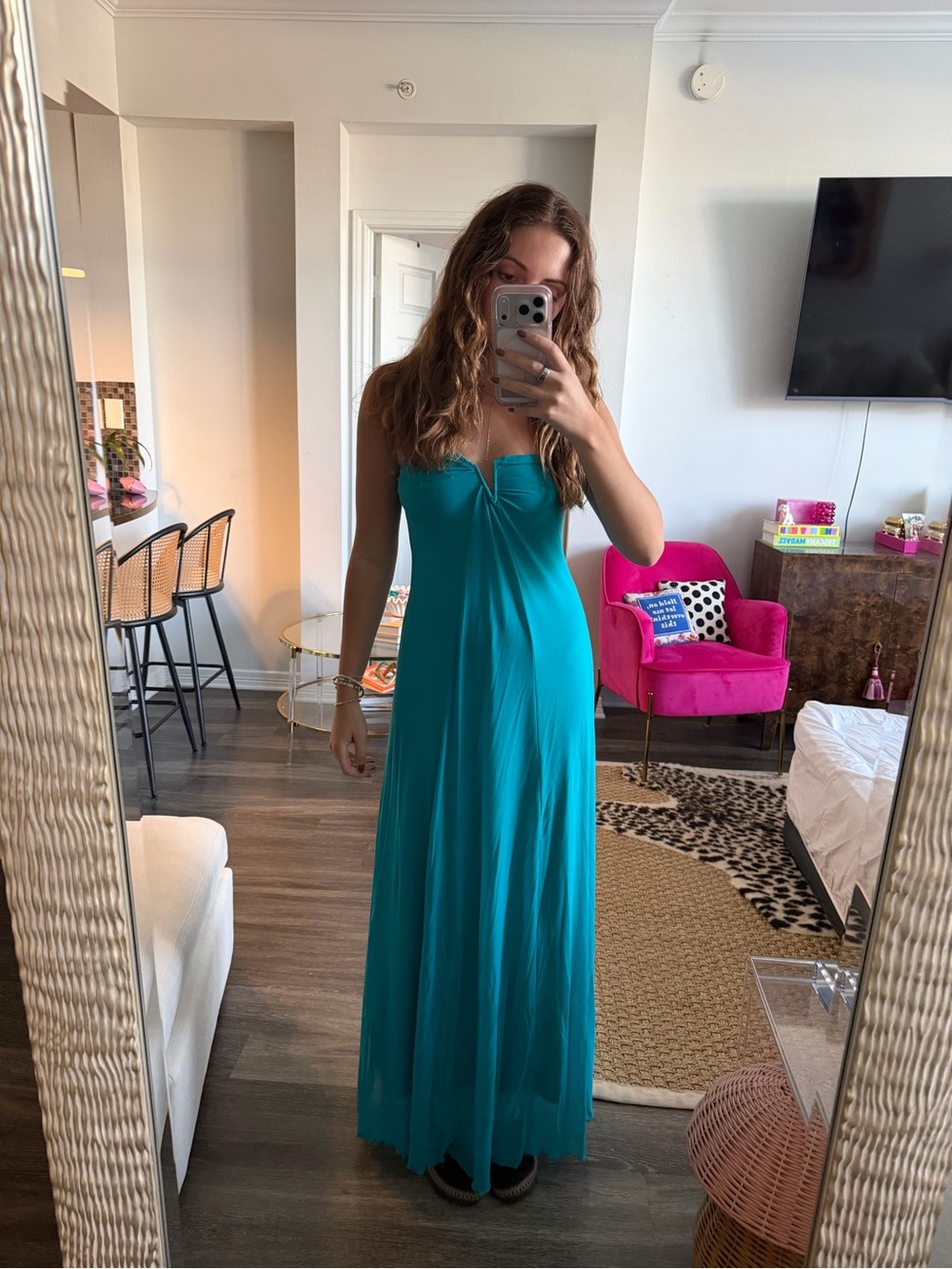 SHEIN Teal Strapless Maxi Dress - Sleek Summer Gown